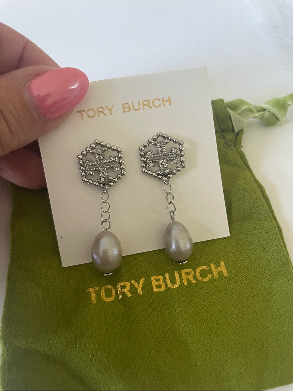 Tory Burch silver drop moon dance earrings
